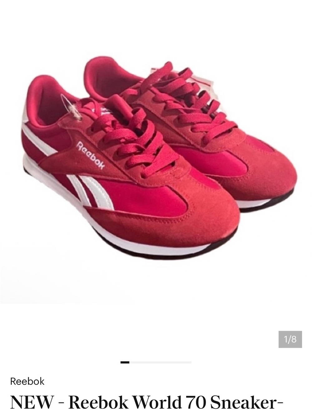 Reebok Women’s Fiori Red and White Retro Trainers - Picture 2 of 8